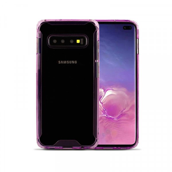 Wholesale Galaxy S10+ (Plus) Clear Armor Hybrid Transparent Case (Purple)